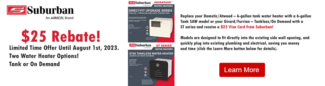 Suburban RV Water Heaters Furnaces Ranges Cooktops