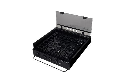 03_3 Burner Slide-In Cooktop_2985a-with-3200a_flush-mount-glass-cover-on-slide-in_open-angled